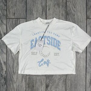 Eastside Golf Shirt Womens White Cropped NWT Crop Top Golfing‎ Gym Logo Size S